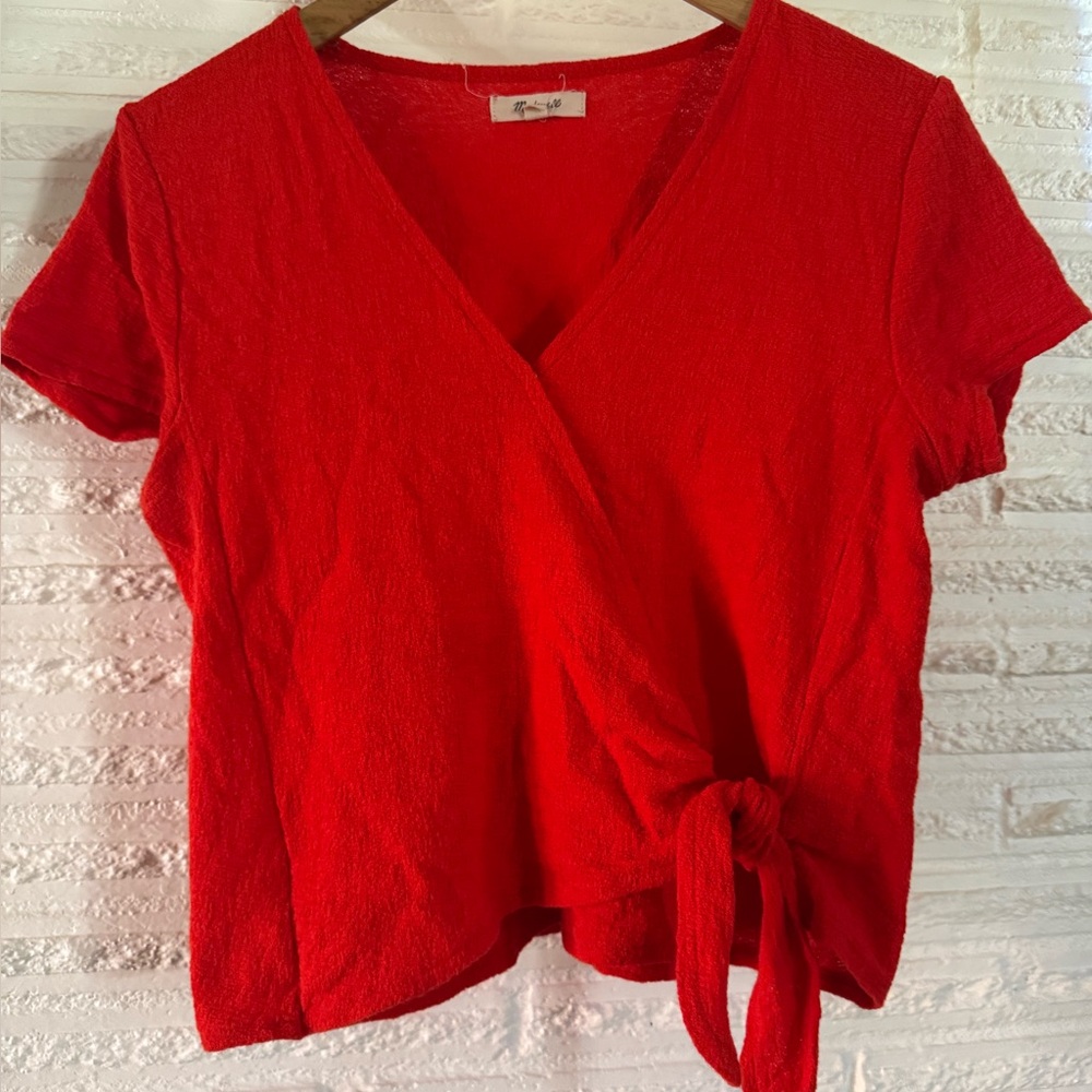 Madewell Tomato Red Wrap Top